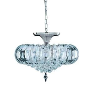 5 Light Semi Flush Ceiling Light Chrome with Crystal Decoration, E14