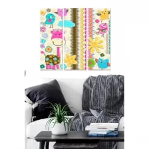 MDF1966072 Multicolor Decorative MDF Painting (3 Pieces)