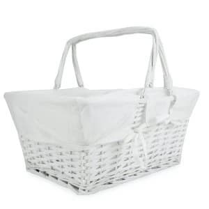 Willow Storage Basket with Cotton Lining M&W White