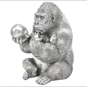 Medium Silver Art Gorilla Ornament