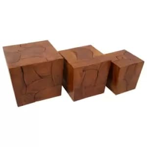 Set of 3 Teak Root Stools