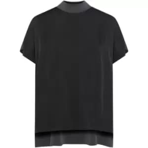 French Connection Ren Cupro Mix Drawstring Hem Tee - Black