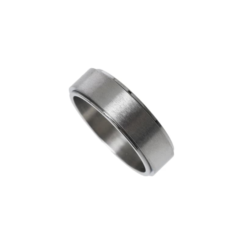 Fabric Stainless Steel Spinner Ring - Silver Silver S
