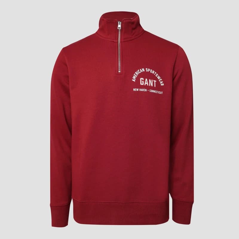 Gant Printed Graphic Half Zip Sweatshirt Red male S