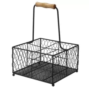 4 Bottle Holder with Wooden Handle M&W