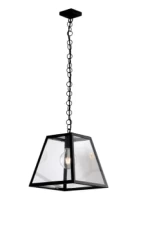 Lexington Lantern Ceiling Pendant, Black, Transparent, E27