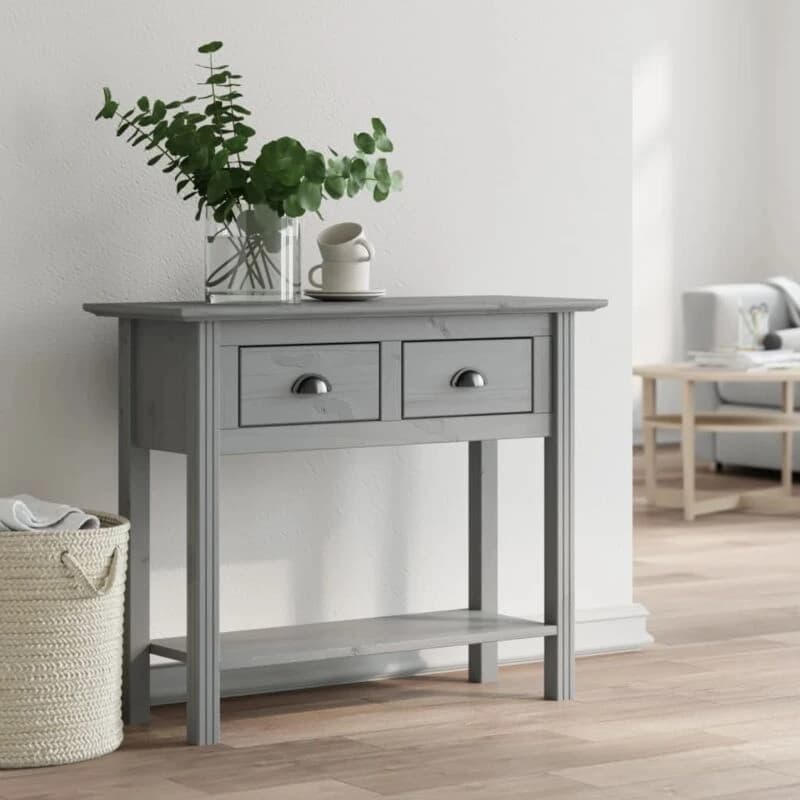 Vidaxl Console Table Bodo Grey 90X34.5X73cm Solid Wood Pine, Grey 355073