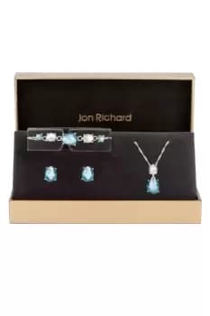 Silver Plated And Aqua Stone Trio Set - Gift Boxed