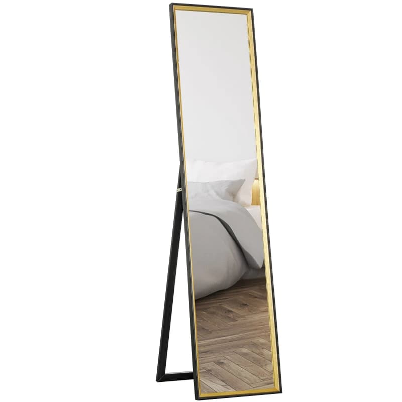 HOMCOM Full Length Mirror Wall Mount Leaning Standing Mirror, Black White