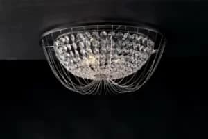 Vienna Crystal K9 Flush Ceiling Light, Chrome, E14
