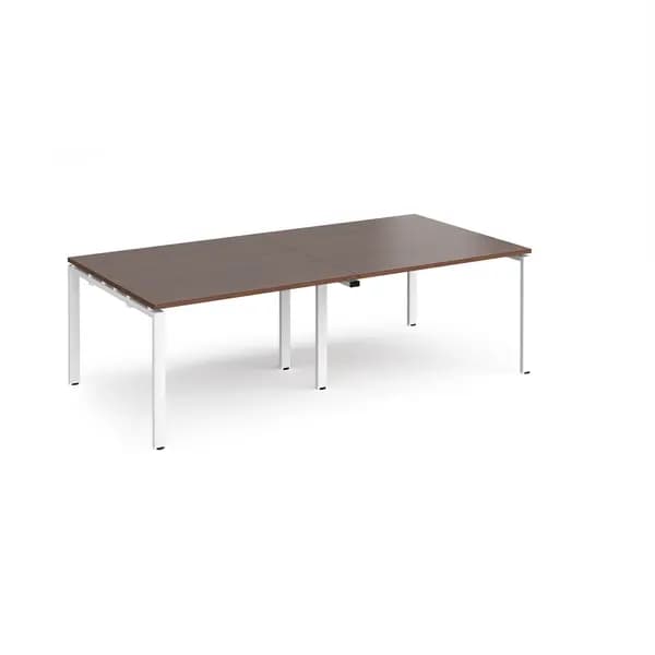 Adapt Rectangular Office Boardroom Table - Walnut - White Frame - W2400mm