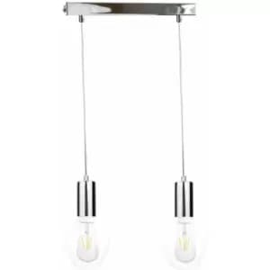 Keter Verre Bar Pendant Ceiling Light Silver, 50cm, 2x E27