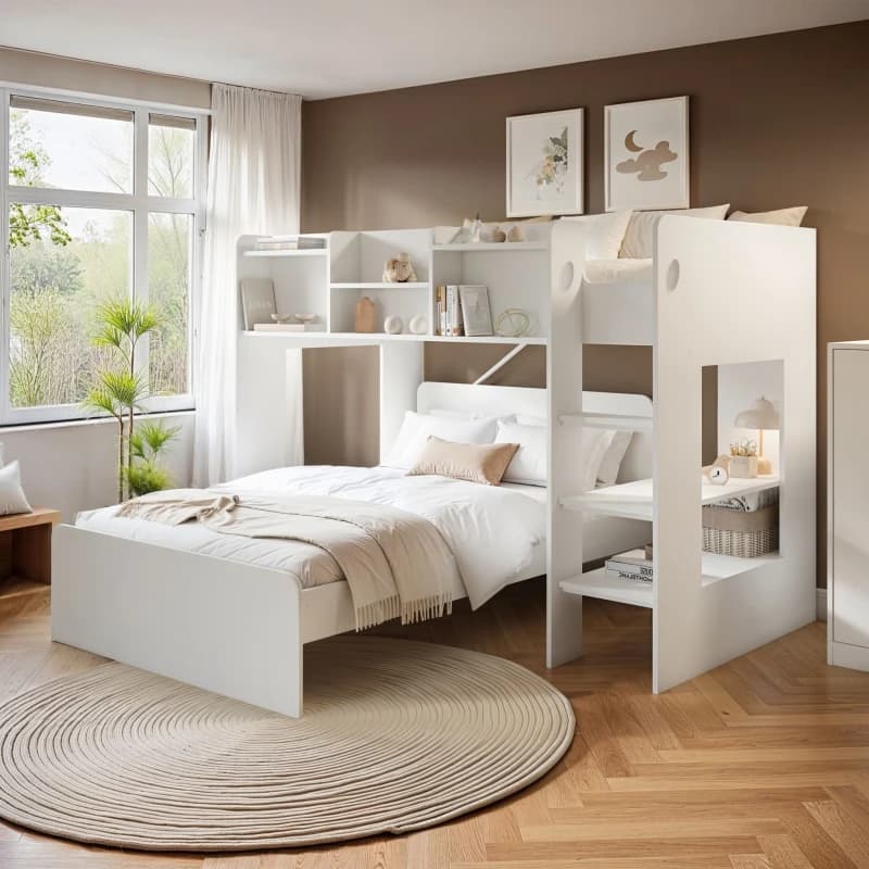 Flair Wizard L Shaped Triple Bunk Bed White