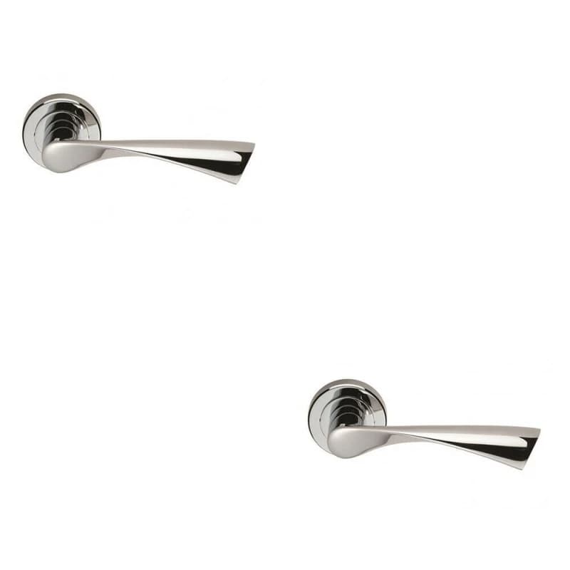 Loops 2x PAIR Angular Twisted Handle on Round Rose Concealed Fix Polished Chrome Multi