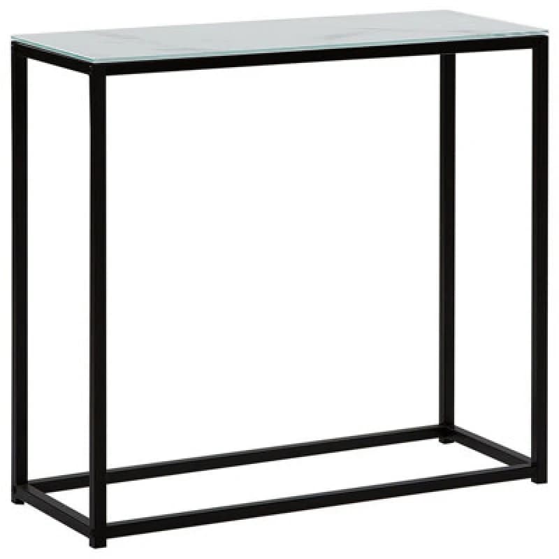 Beliani Console Table Delano Tempered Glass Marble/ Black
