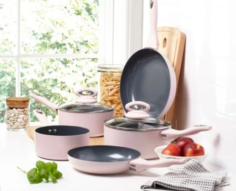 Cermalon 5 Piece Cookware Set Baby Pink