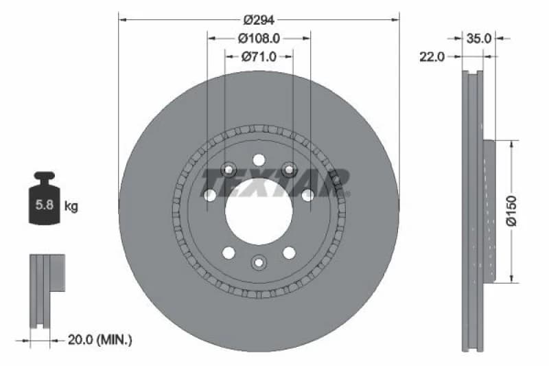 Brake disc TEXTAR 92287103