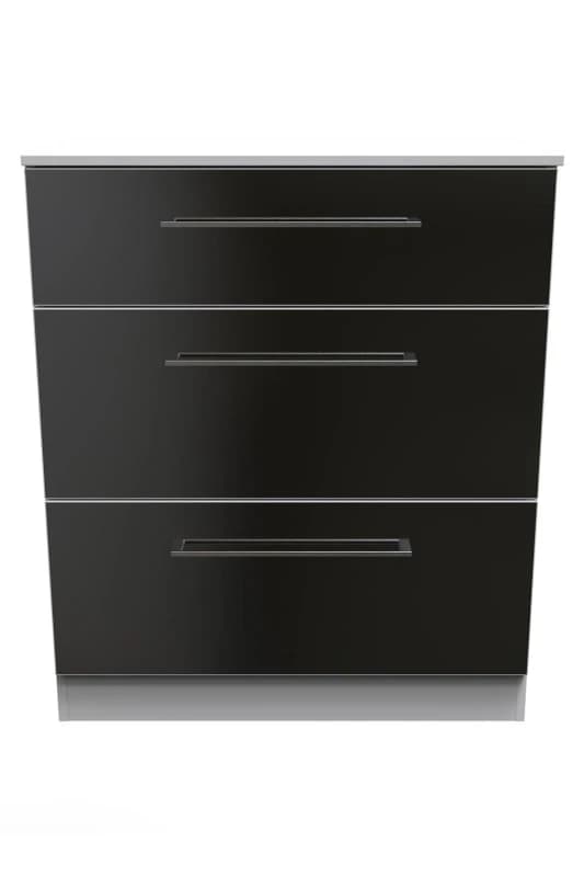 Chester 3 Drawer Deep Chest In Black & White (Ready Assembled)
