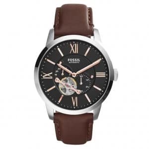 Fossil Mens Automatic Brown Leather Strap Watch