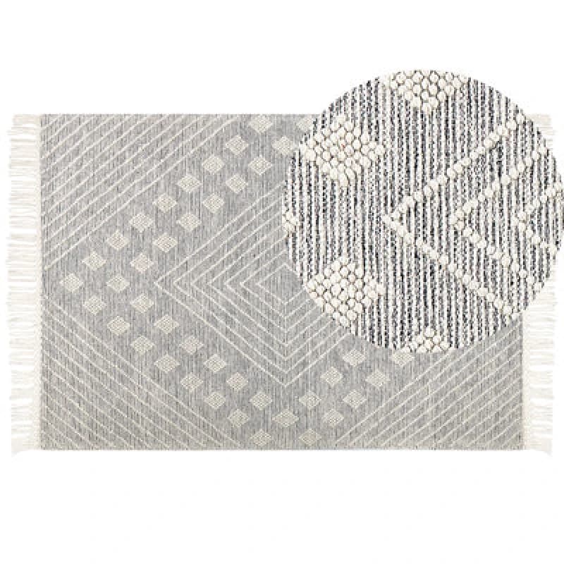 Beliani Rug Savur Grey 160 X 230 Cm Wool