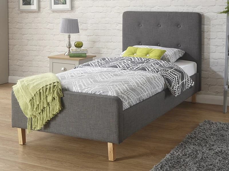 GFW Ashbourne Grey Fabric Bed Frame - 3ft Single