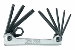 Teng Tools 1476NTX2 8 Piece Folding TX Key Set - Chrome Case