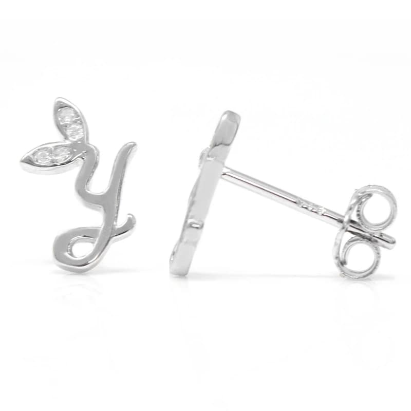 Say It With Winged Initial Earring Pair - Sterling Silver - Y Silver Unisex One Size