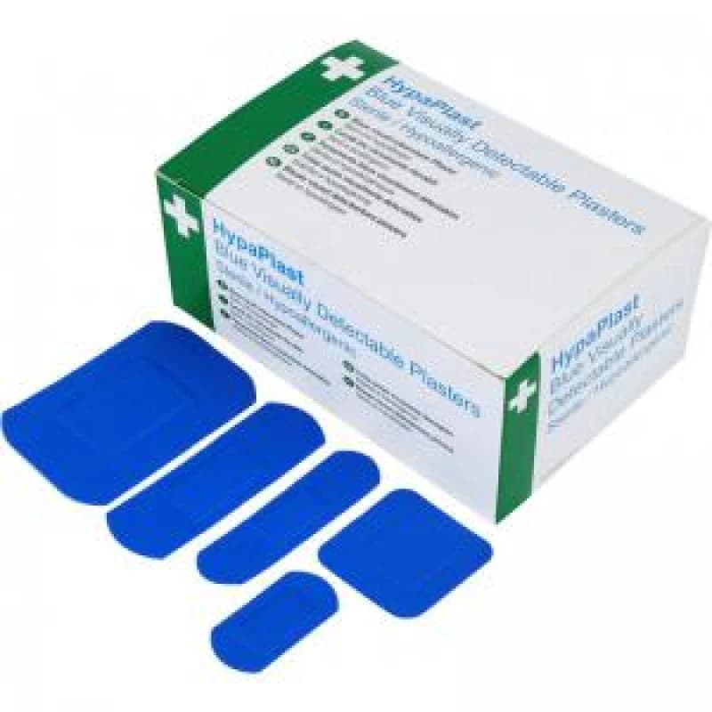 HypaPlast Blue Visually Detectable Plaster Assorted Sizes (Pack 100) - D6010