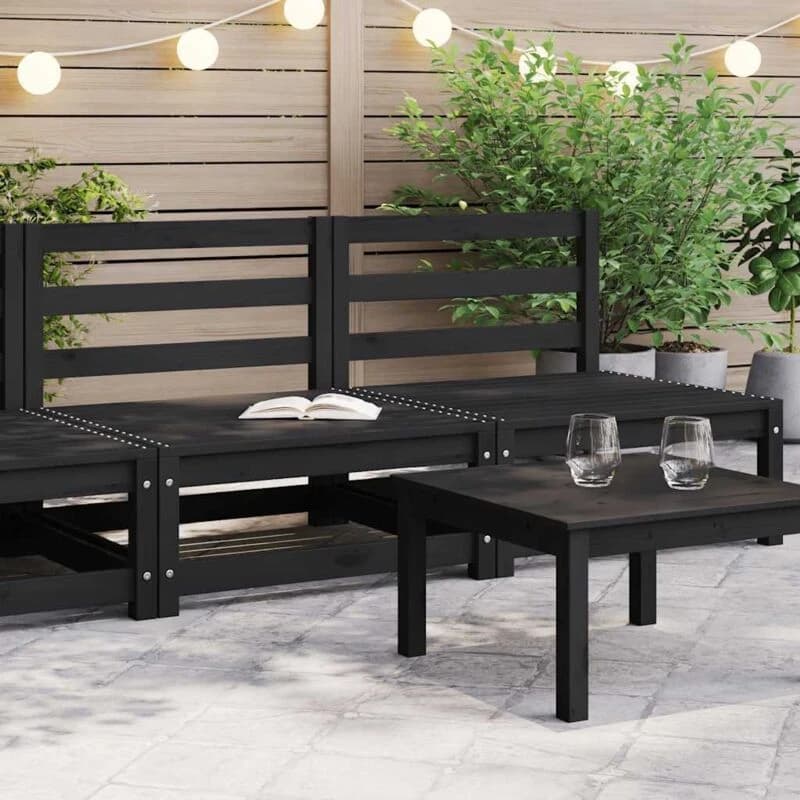 VIDAXL Garden Middle Sofas 2 pcs Black Solid Wood Pine Vidaxl 8720286355022