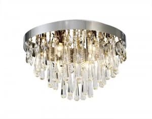 Flush Ceiling 10 Light E14 Polished Chrome, Crystal