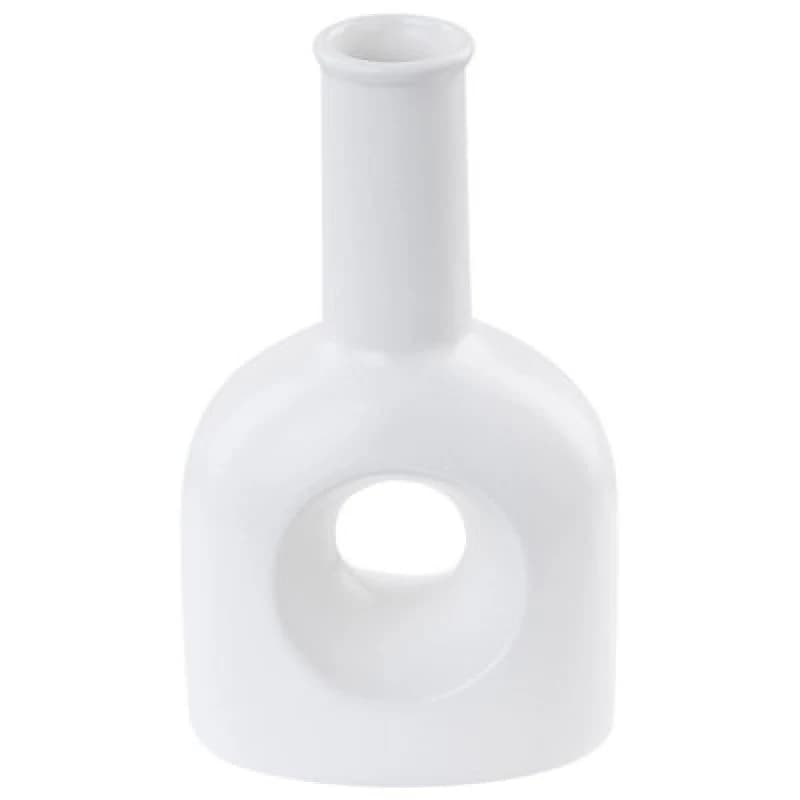 Beliani Flower Vase Thebes Ceramic 22cm White