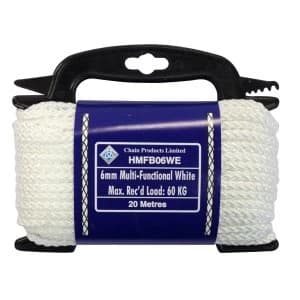 Select Hardware 6mm Nylon Rope White 20M 1 Pack