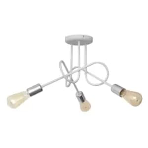 Oxford Multi Arm Semi Flush Ceiling Light White, Chrome 50cm