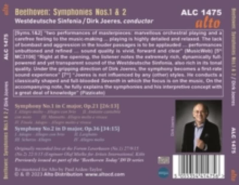 Beethoven: Symphony 1/Symphony 2 CD / Album
