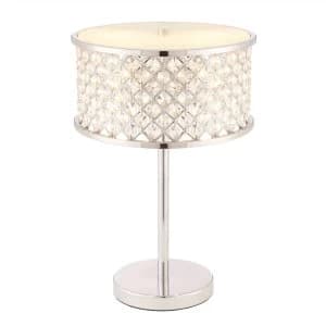 2 Light Table Lamp Chrome, Crystal (K9) Drops, E14