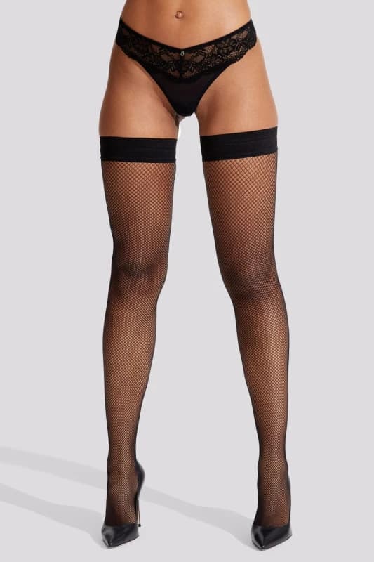 Ann Summers Micro Fishnet Seamed Hold Ups White
