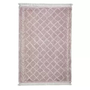 Fringed Berber Style Rug - Rose