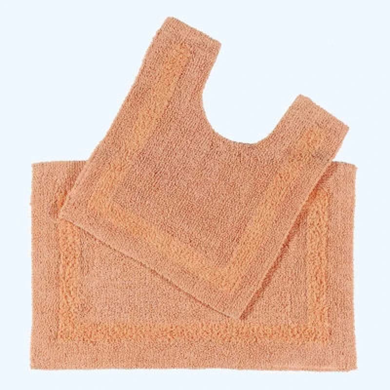 Homescapes Luxury Reversible Cotton Bath Mat Set - Peach