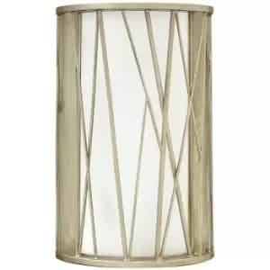 Wall Light Opal Glass & Painted Linen Affect Siver Leaf LED E27 75W