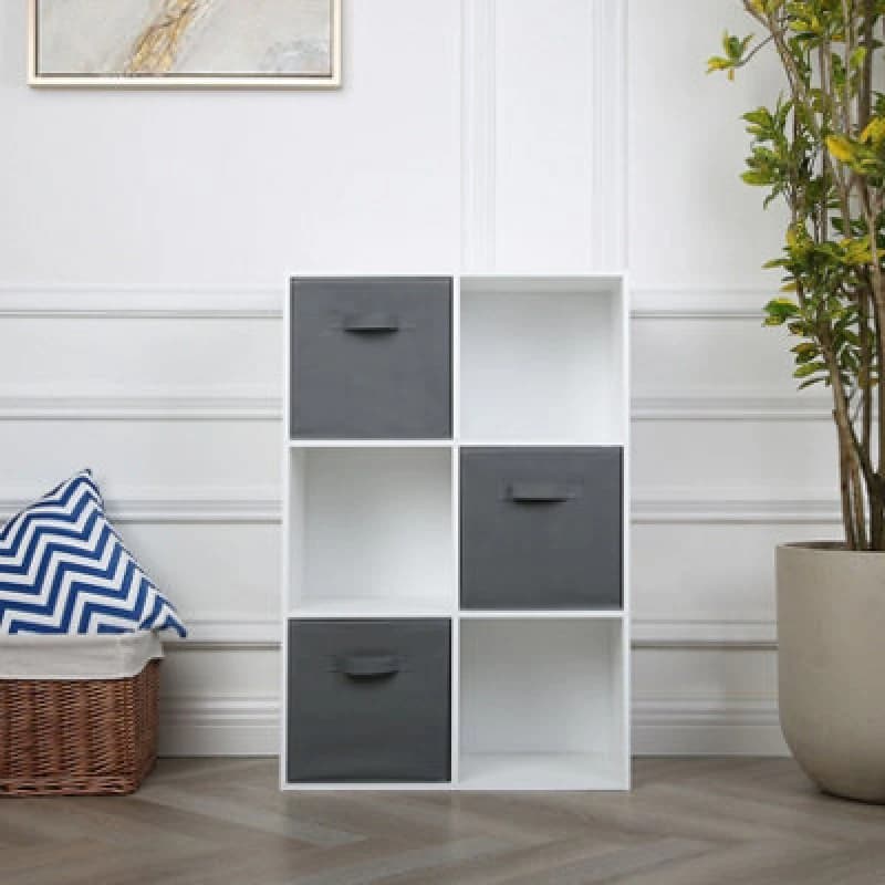 Jane - 2X3 Cube Storage Unit With 3 Baskets - White