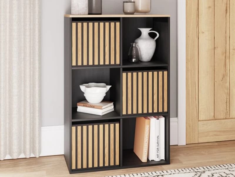 GFW Kube 2x3 Black and Oak Shelf Storage Cube