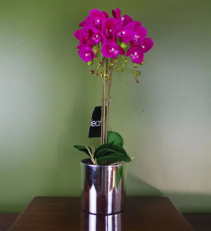 Leaf 52cm Artificial Orchid Large - Dark Pink / Silver Dark Pink