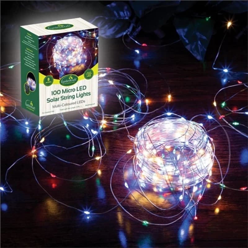 GardenKraft 100 Micro Solar LED String Light - Multicolour