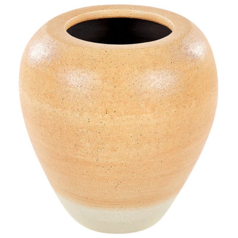 Beliani Decorative Vase Skione Ceramic 34cm Light Brown