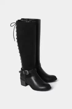 Suede and Leather Mix Back Lace Up Boots