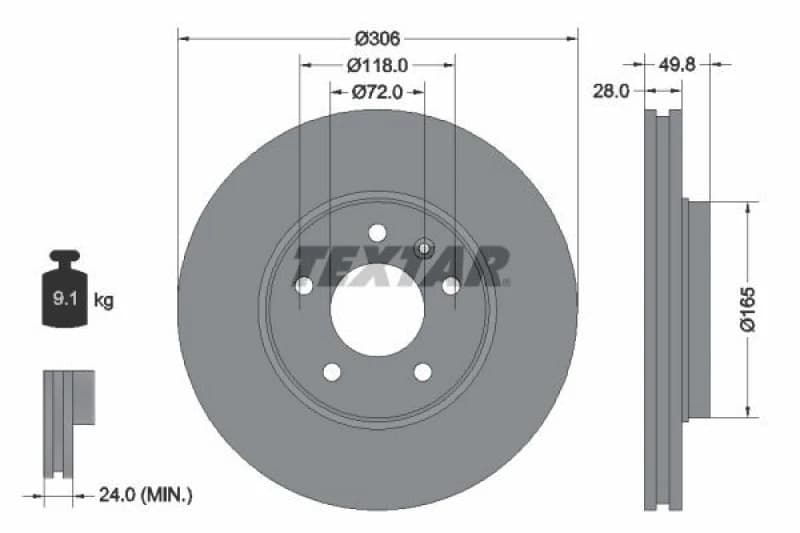 Brake disc TEXTAR 92116005