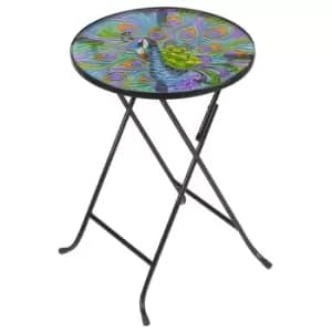Flamboya Peacock Glass Folding Table