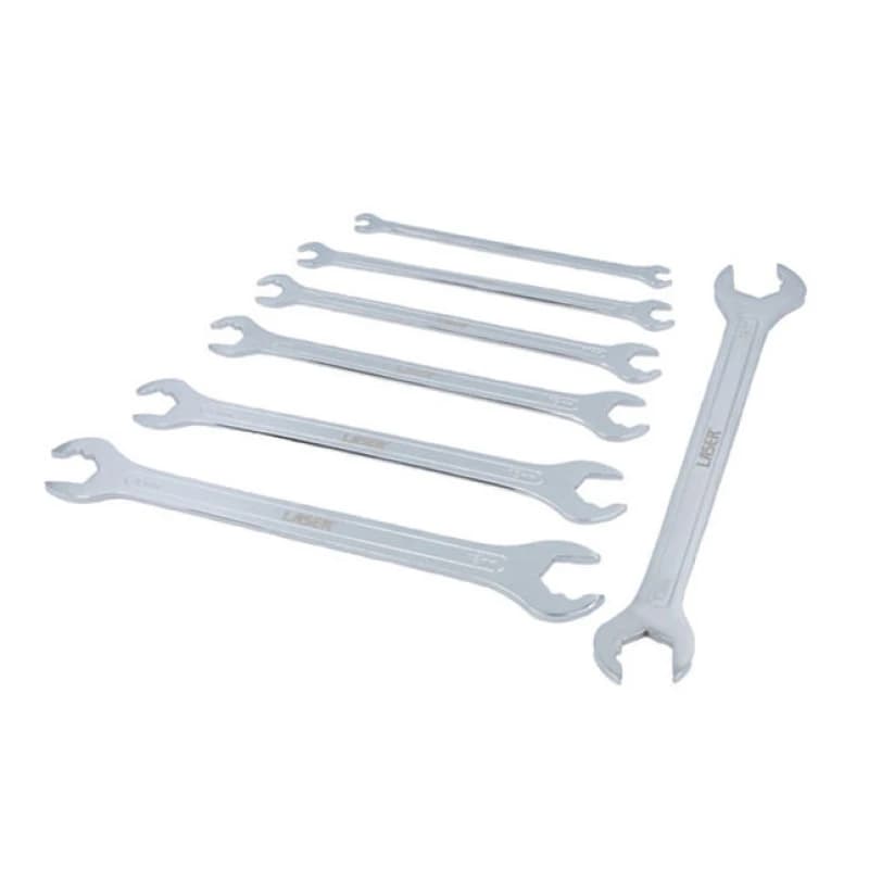 Laser Tools 8521 7Pc Ultra Thin Ratcheting Action Double Open -End Spanner Set 6-19mm
