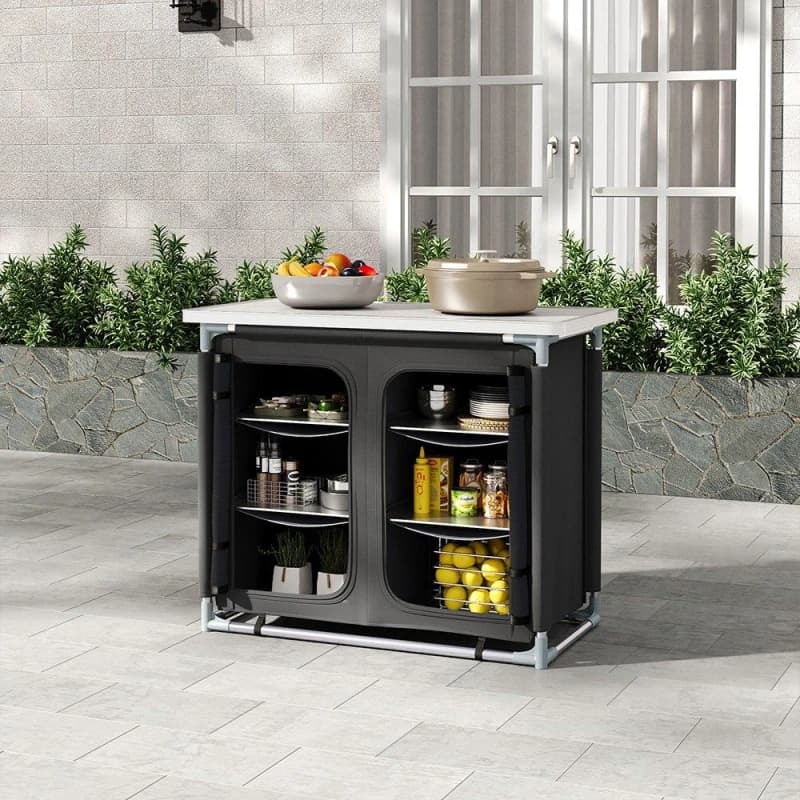 Breeins Camping Camping Kitchen Table Portable Storage, Black unisex One size