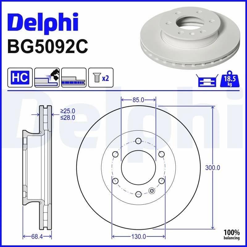 DELPHI Brake disc DELPHI BG5092C